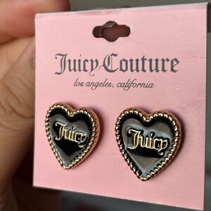 Juicy Couture Black and Gold Heart Earrings
